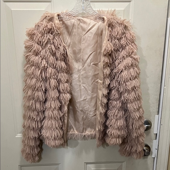 no brand Jackets & Blazers - Elegant Faux Fur Pink/Tan Teddy Jacket